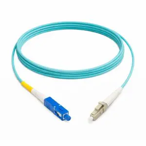 OM3 (LC - SC) Multi-Mode Simplex Fiber Cable - 2mm Aqua Jacket