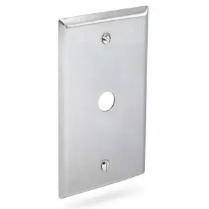 1/2" Round Hole Stainless Steel Wall Plate - Single Gang - 1-Port