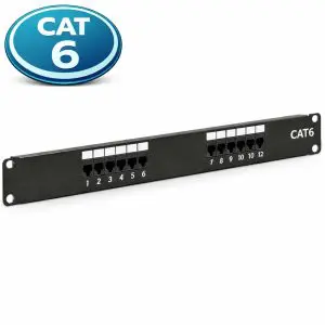 Cat6 - 12 Port - Patch Panel - RJ45 to 110 Style - T568A/B - 1U