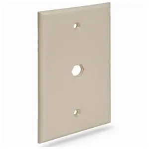 F Connector Wall Plate, Single Gang, 1 Port, Not Loaded, Beige