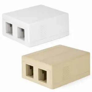 Surface Mount Box, Keystone, 2 Port, Unloaded, Beige or White