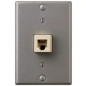 Stainless Steel Hang Phone Wall Plate, RJ12, 1 Port, Loaded