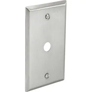 Stainless Steel Wall Plate - Single Gang - 1-Port - 1/2" Round Hole