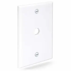 F Connector Wall Plate, Single Gang, 1 Port, Not Loaded, White