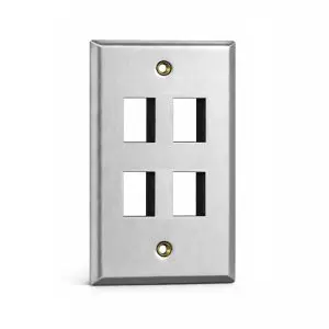 Keystone Stainless Steel Wall Plate - 4 Port