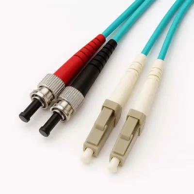 OM3 (LC - ST) Multi-Mode Duplex Fiber Cable - 2mm Aqua Jacket-1