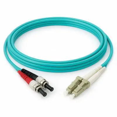 OM3 (LC - ST) Multi-Mode Duplex Fiber Cable - 2mm Aqua Jacket