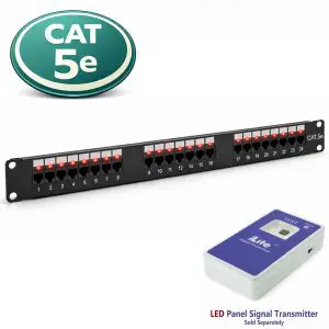 CAT5e - 24 Port - Patch Panel - RJ45 to 110 Style - T568A/B - 1U - With LED Port Status