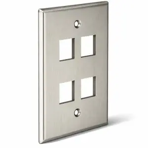 Keystone Stainless Steel Wall Plate - 4 Port
