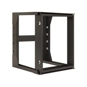 Quality Hinged Wall Mount Rack – Black, 19″, 12U