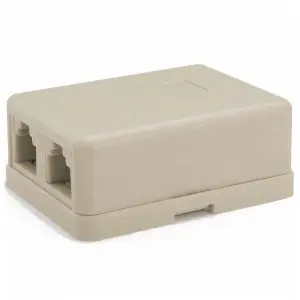 Surface Mount Box, RJ11, 6P/4C, 2 Port, Beige