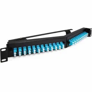 OM3 LC/APC Feedthru Panel - Multimode Aqua