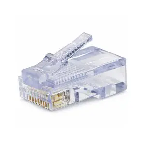 Modular Plug - RJ45 - 8P/8C - Round Wire - Solid - 2 Prong - 50µ Gold