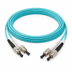 OM3 (ST – ST) Multi-Mode Duplex Fiber Cable – 3mm Aqua Jacket