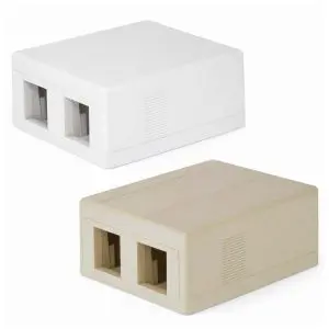 Surface Mount Box, Keystone, 2 Port, Unloaded, Beige or White