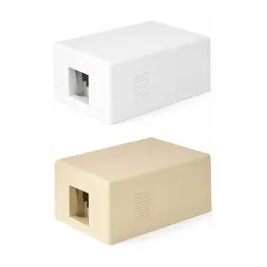 Surface Mount Box, Keystone, 1 Port, Unloaded, Beige or White