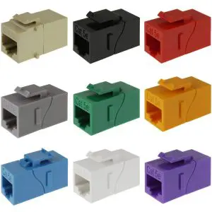 SLIM Cat5e Keystone F-Thru - RJ45/RJ45 - Straight - 8P/8C - Assorted Colors