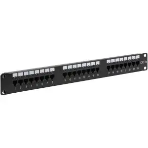 CAT5e 24 Port Patch Panel - 1U w/LED Port Status - CRS Steel - Satin Black