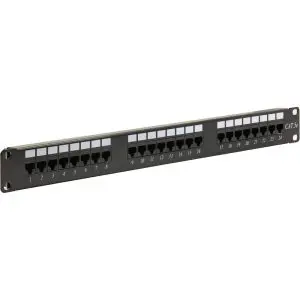 CAT5e 24 Port Patch Panel - 1U - T568A/B Import - CRS Steel - Satin Black