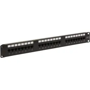 CAT6 24 Port Patch Panel - 1U - T568A/B - Import - CRS Steel - Satin Black