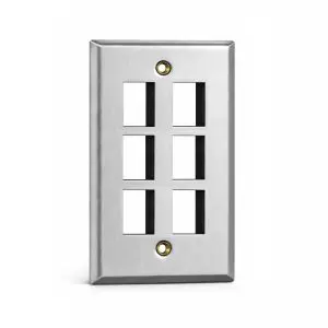 Keystone Stainless Steel Wall Plate - 6 Port