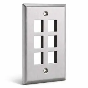 Keystone Stainless Steel Wall Plate - 6 Port
