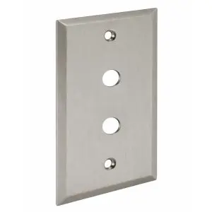 F CATV Connector Stainless Steel Wall Plate - Single Gang - 2 Port