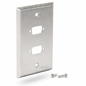 Stainless Steel Wall Plate - DB25 - 2 Port - Single Gang