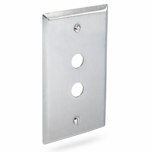 1/2" Round Hole Stainless Steel Wall Plate - Single Gang - 2-Port