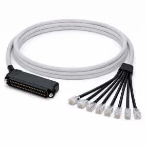 25 Pair Telco Breakout Cable - 90° Female 25 Pair to RJ12 - 8 Leg - 6 Wire - Cat3