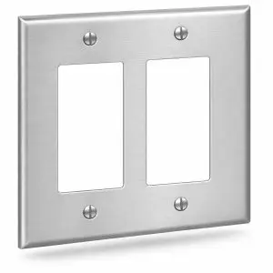 Stainless Steel Wall Plate - Dual Gang - 2 Port