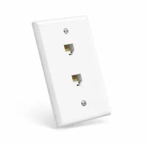 Keystone Wall Plate - Smooth Telephone - Dual RJ12 - 6 Wire