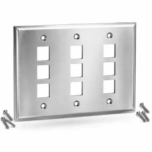 Keystone Stainless Steel Wall Plate - 9 Port