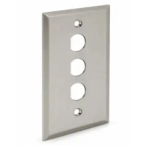 1/2" D-hole Stainless Steel Wall Plate - Single Gang - 3 Port