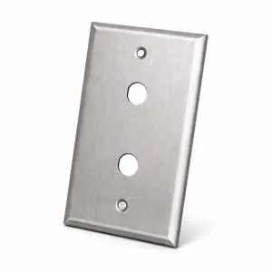 Stainless Steel Wall Plate - Single Gang - 2-Port - 1/2" D Hole
