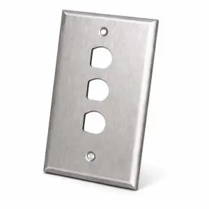 Stainless Steel Wall Plate - Single Gang - 2-Port - 1/2" D Hole - Copy