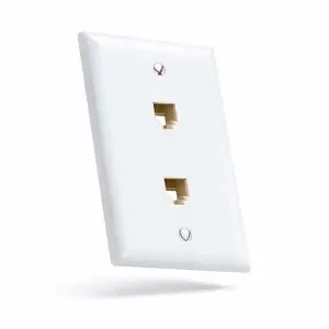 Keystone Wall Plate - Smooth Telephone - Dual RJ11 - 4 Wire