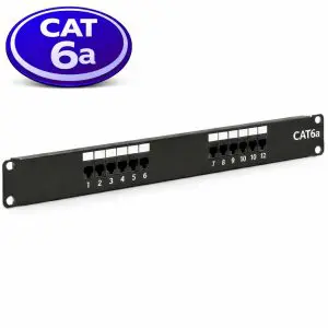 Cat6A - 12 Port - Patch Panel - RJ45 to 110 Style - T568A/B - 1U