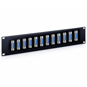 DB15 - 12 Port - Feedthru Panel - Female to Female - 2U - Loaded