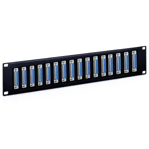 DB25 - 16 Port - Feedthru Panel - Female to Female - 2U - Loaded