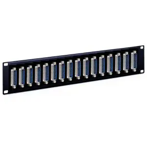 DB25 - 16 Port - Feedthru Panel - Male to Male - 2U - Loaded