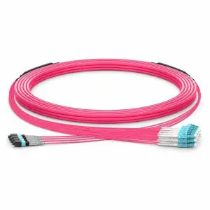 OM4 MTP — Hybrid Fiber Trunk Cable — 4 LC UPC Duplex Uniboot — Type B — 30 M