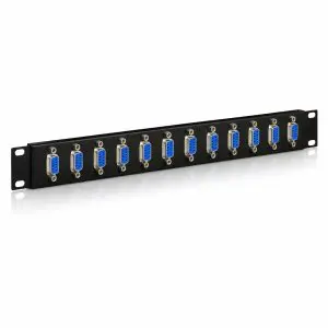 DB9 - 12 Port - Feedthru Panel - Male to Male - 1U - Loaded