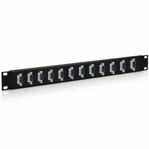 DB9 - 12 Port - Feedthru Panel - Male to Male - 1U - Loaded