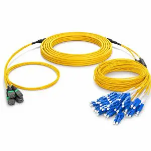 OS2 MTP 48 Fibers — Hybrid Fiber Trunk Cable — 6 LC UPC Duplex Uniboot — Female — Type B
