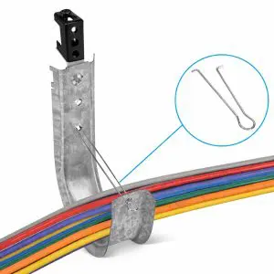 J-Hook - 2" Ceiling Mount System — Galvanized Steel — w/Retaining Clip - Pack of 25
