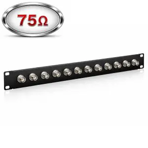 BNC – 12 Port - Feedthru Panel – 75 Ohm - 1U – Loaded