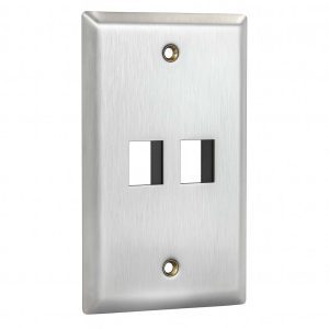 Stainless Steel Premium Wall Plate - Keystone - 2 Port