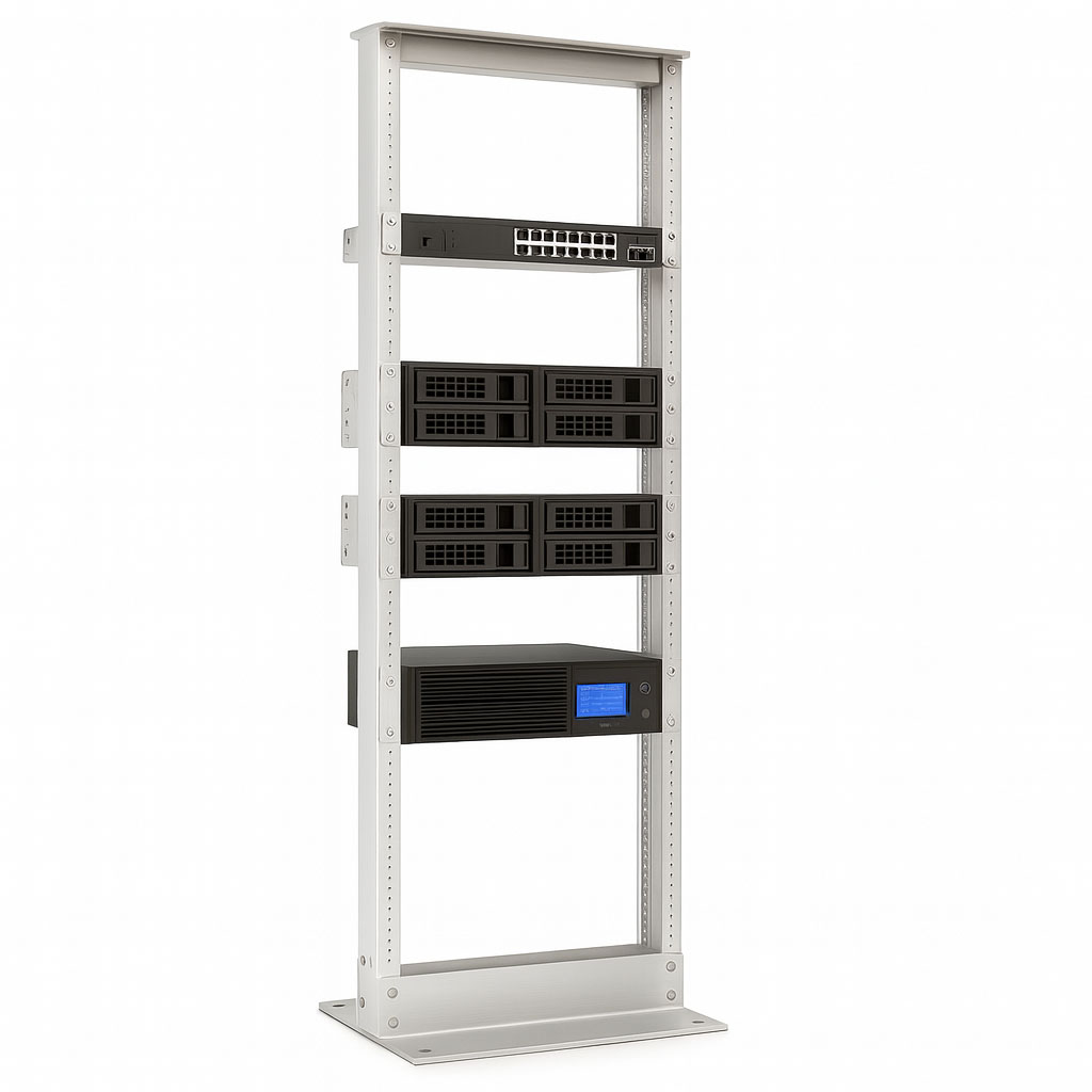 7' Two Post Aluminum Network Rack - Mill Finish - 19
