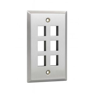 Stainless Steel Premium Wall Plate – Keystone – 6 Port
